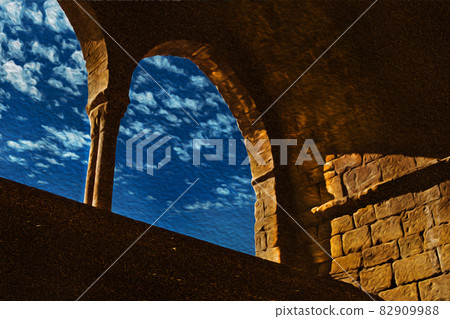 Arches and columns in a medieval building of Spain Arches and columns in a medieval building of Spain 82909988