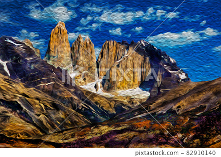 Mountain landscape at Torres del Paine, in Chile 82910140