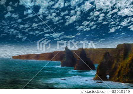 Steep cliffs by the sea in the coast of Scotland Steep cliffs by the sea in the coast of Scotland 82910149