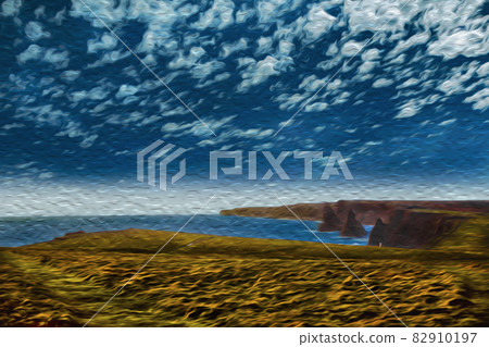 Steep cliffs by the sea in the coast of Scotland 82910197