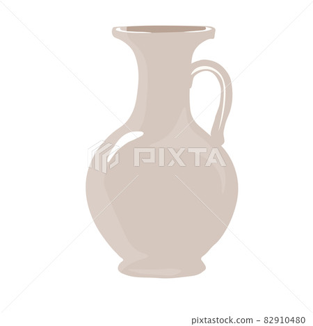 Ceramic vase vector stock illustration. Greek ancient jug. Tableware for flowers. An interior item. Isolated on a white background. 82910480