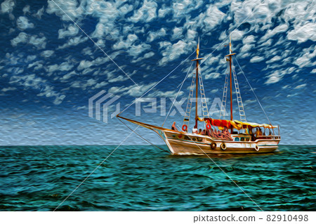 Sailboat on the sea in a sunny day in Brazil Sailboat on the sea in a sunny day in Brazil 82910498