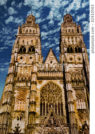 Facade from the gothic Cathedral of Tours Facade from the gothic Cathedral of Tours 82910563