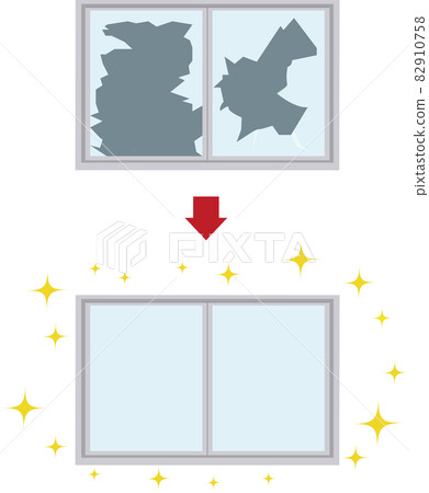 Illustration vector of broken windows and repaired windows 82910758