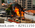 Huge fire flame caused by a gas leak in Brazil 82911150