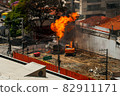 Huge fire flame caused by a gas leak in Brazil 82911171
