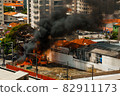 Huge fire flame caused by a gas leak in Brazil 82911173