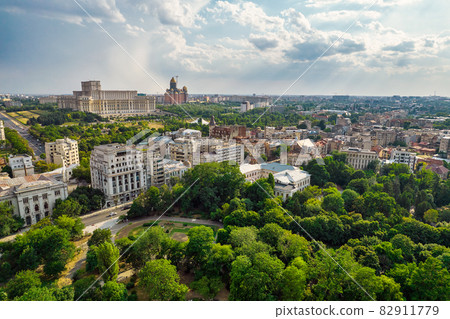 Bucharest downtown cityscape, capital of Romania. 82911779