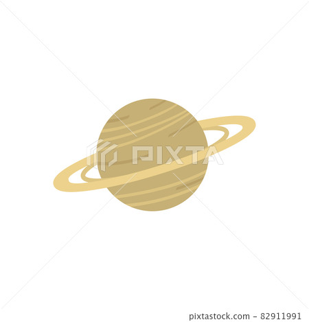 Planet Saturn with gas rings flat vector illustration isolated on white. Planet Saturn with gas rings flat vector illustration isolated on white. 82911991
