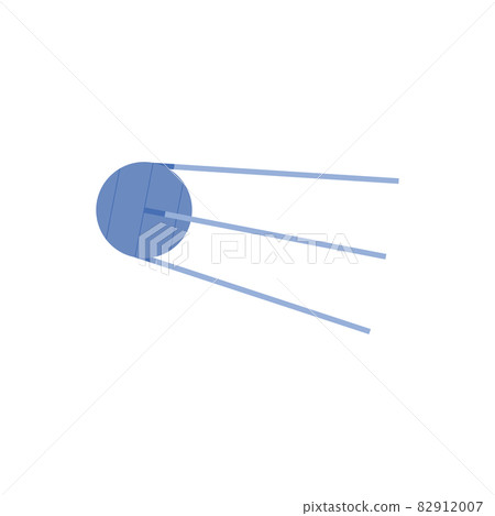 Old style round satellite in space cartoon flat vector illustration isolated. 82912007