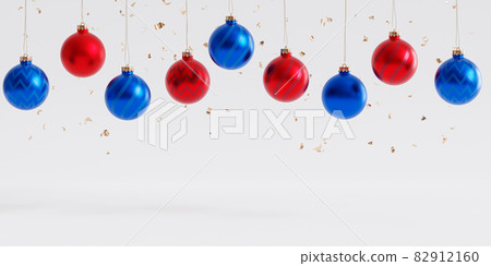 Christmas or New Year holidays background, red and blue baubles, 3d render 82912160