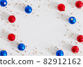 Christmas or New Year holidays background, red and blue baubles, 3d render 82912162