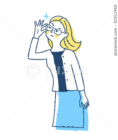 A woman picking up her glasses and checking 82912468