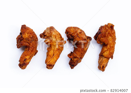 Fried chicken necks on white background. 82914007