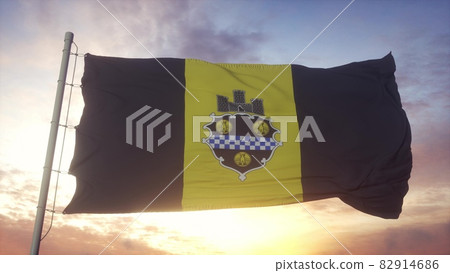Pittsburgh city flag, Pennsylvania, waving in the wind, sky and sun background. 3d rendering Pittsburgh city flag, Pennsylvania, waving in the wind, sky and sun background. 3d rendering 82914686