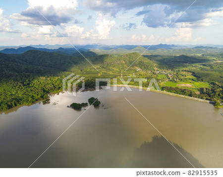 Reservoir, Aerial view river forest nature woodland area green tree, Top view river lagoon pond water from above, island green forest beautiful fresh environment landscape jungles lake Reservoir, Aerial view river forest nature woodland area green tree, Top view river lagoon pond water from above, island green forest beautiful fresh environment landscape jungles lake 82915535