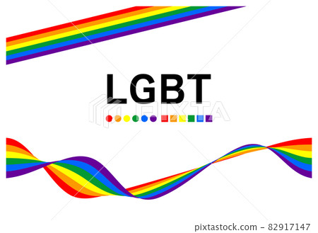 這是一個美麗的絲帶藝術設計，由 6 種彩虹色組成，是 LGBT 的象徵。框架壁紙矢量 82917147
