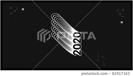 Image of an 2020 accordion moving on black background with crosses icons Image of an 2020 accordion moving on black background with crosses icons 82917163