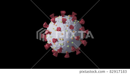 Covid-19 cells spinning against black background 82917183