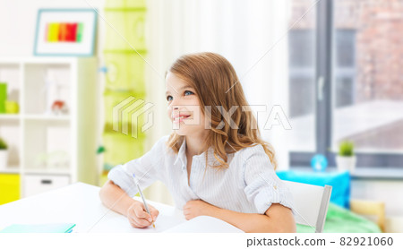 student girl with books learning at home student girl with books learning at home 82921060