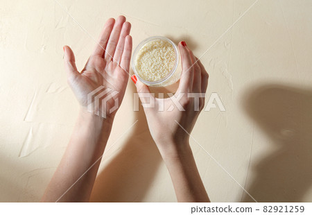 hands with bath salt in jar hands with bath salt in jar 82921259
