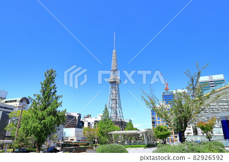 從名古屋市中區榮久屋大通看到的中央公園電視塔 82926592