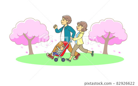 Walking parent and child and cherry blossoms Walking parent and child and cherry blossoms 82926622