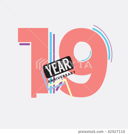 19th Years Anniversary Logo Birthday Celebration Abstract Design Vector Illustration. 19th Years Anniversary Logo Birthday Celebration Abstract Design Vector Illustration. 82927118