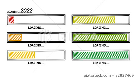 New year 2022 progress loading bar. Infographics design element with status of completion. Hand drawn vector illustration New year 2022 progress loading bar. Infographics design element with status of completion. Hand drawn vector illustration 82927469