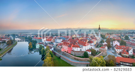 Aerial panorama of Pisek, Czechia 82929883