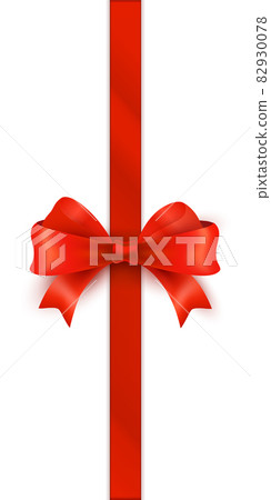 Red Bow with Ribbon on white Background. Vector 82930078