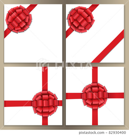 Square Template Set with Red Bow and Ribbon - Stock Illustration ...