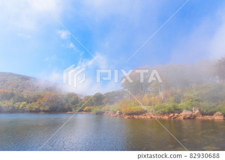 Lake Sukawa in the morning mist 82930688