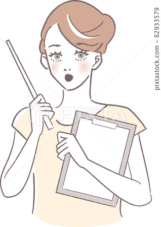 一個女人拿著指針和文件並解釋要點的插圖 82933579