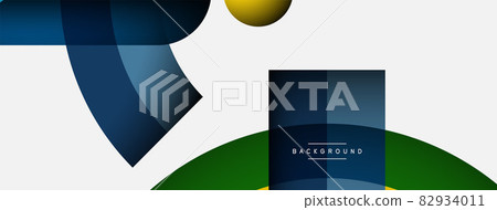 Geometric abstract background. Round shapes, circles, lines composition for wallpaper banner background or landing page 82934011