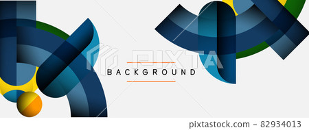 Geometric abstract background. Round shapes, circles, lines composition for wallpaper banner background or landing page Geometric abstract background. Round shapes, circles, lines composition for wallpaper banner background or landing page 82934013
