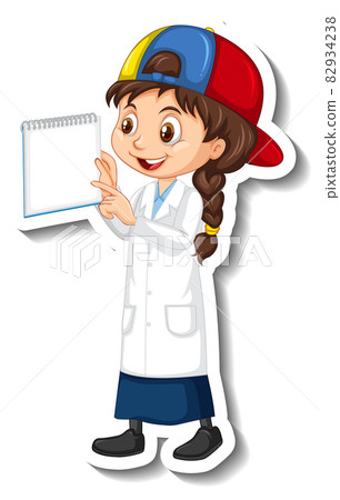 Scientist girl cartoon character sticker Scientist girl cartoon character sticker 82934238