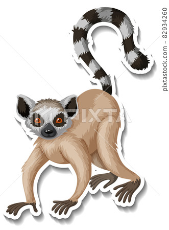 A sticker template of lemur cartoon character A sticker template of lemur cartoon character 82934260