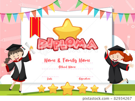 Kids diploma certificate template Kids diploma certificate template 82934267
