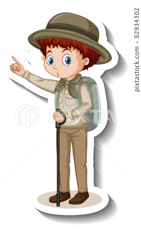 A sticker template of boy cartoon character 82934302