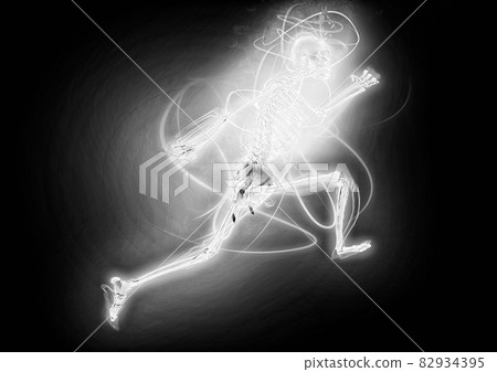 正在運行的人體骨骼的插圖 82934395