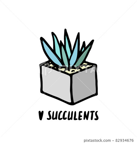 Succulent doodle print. Home plants in modern flowerpot Succulent doodle print. Home plants in modern flowerpot 82934676