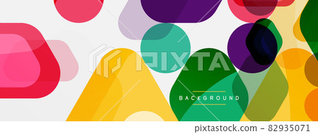 Color bubbles and rounded geometric shapes on white. Vector geometric minimal abstract background for wallpaper, banner, background, landing page 82935071