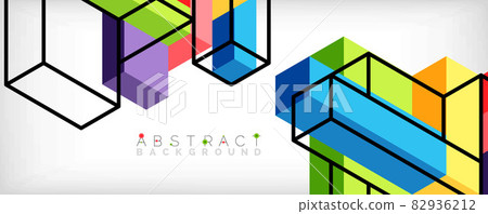 Abstract background. 3d cubes, cubic elements and blocks. Techno or business concept for wallpaper, banner, background, landing page 82936212