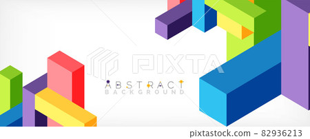 Abstract background. 3d cubes, cubic elements and blocks. Techno or business concept for wallpaper, banner, background, landing page 82936213