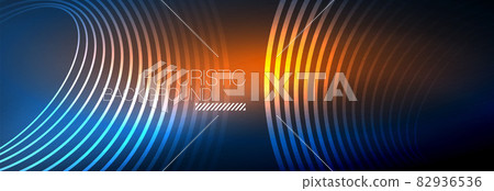 Dark abstract background with glowing neon circles. Trendy layout template for business or technology presentation, internet poster or web brochure cover, wallpaper Dark abstract background with glowing neon circles. Trendy layout template for business or technology presentation, internet poster or web brochure cover, wallpaper 82936536