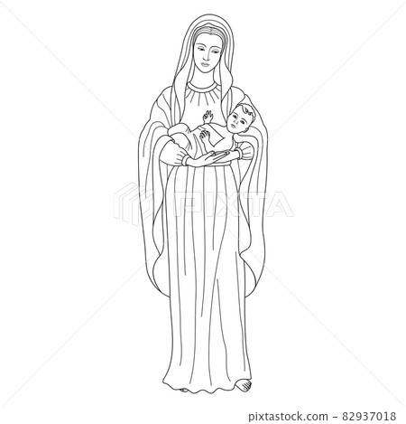 Virgin Mary holding baby Jesus 82937018