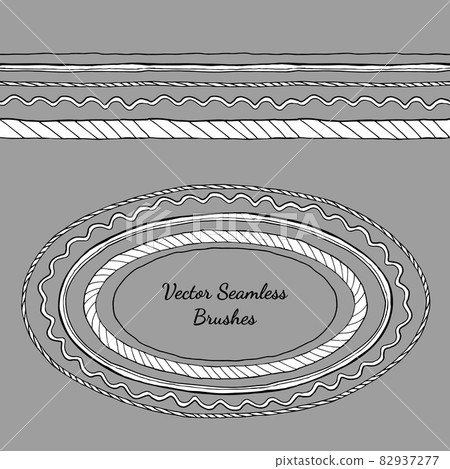 set of abstract doodle hand drawn seamless brushes. set of abstract doodle hand drawn seamless brushes. 82937277