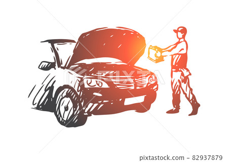 Auto, disassembly, repair, service, mechanic concept. Hand drawn isolated vector. Auto, disassembly, repair, service, mechanic concept. Hand drawn isolated vector. 82937879
