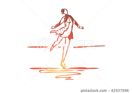 Skate, winter, woman, sport, ice concept. Hand drawn isolated vector. Skate, winter, woman, sport, ice concept. Hand drawn isolated vector. 82937896